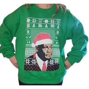 MICHAEL JORDAN CRYING MEME CHRISTMAS Sweatshirt Crew Neck Men’s L GILDAN Green